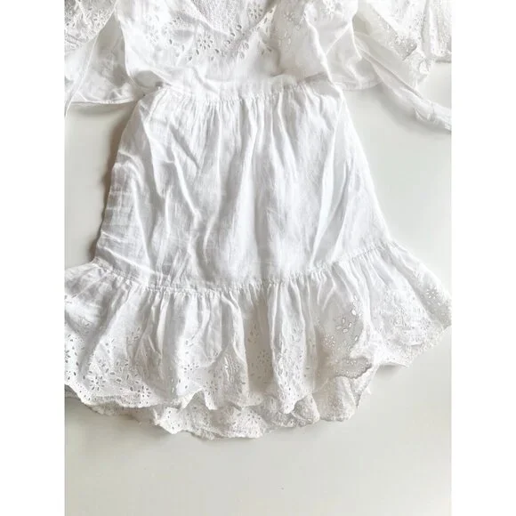 LA VIE By REBECCA TAYLOR Sarcelle White Linen Eyelet Embroidered Dress, Size S - Picture 11 of 16